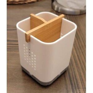 New Toothbrush and Toothpaste Holder with Bamboo Divider for Bathroom Counter